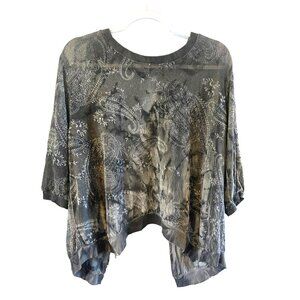 SCANDAL ITALY top tunic grey/ white open back flowy sexy size s made in Italy